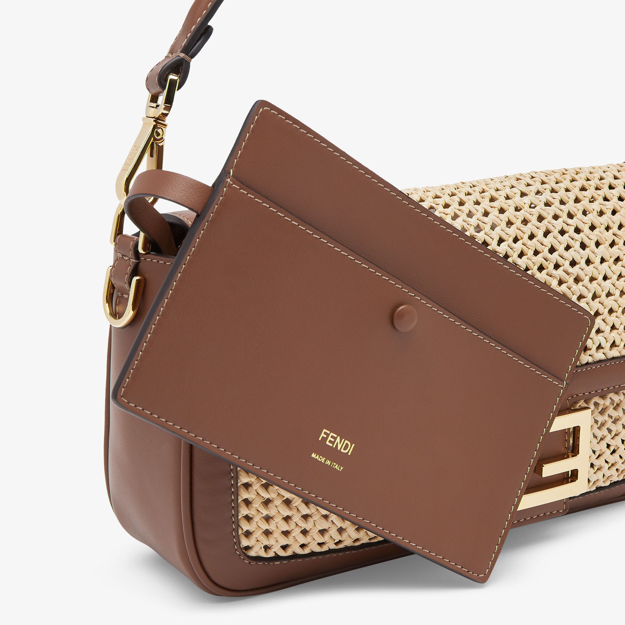 【FENDI】BAGUETTE BAG◆8BR600AUPX Fendi Beige/Moro FF Embroidered Canvas Baguette Crossbody