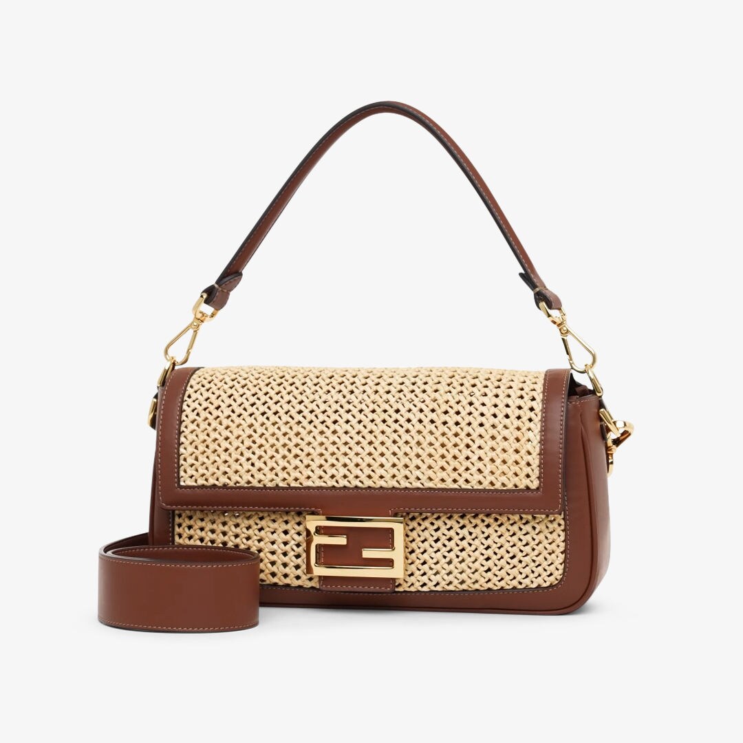 Baguette - Brown leather and macramé raffia bag | Fendi