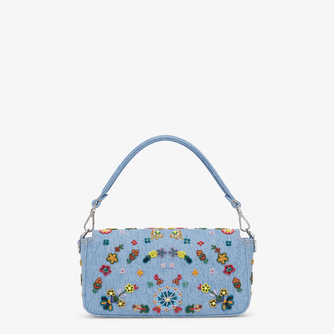 Brand New Fendi Baguette Re-Edition bag in blue denim 8BR793