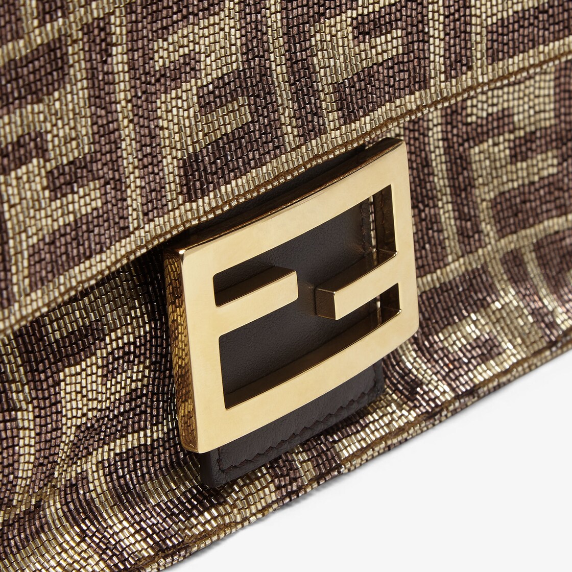 Fendi Baguette Ff Embroidered Shoulder Bag in Metallic