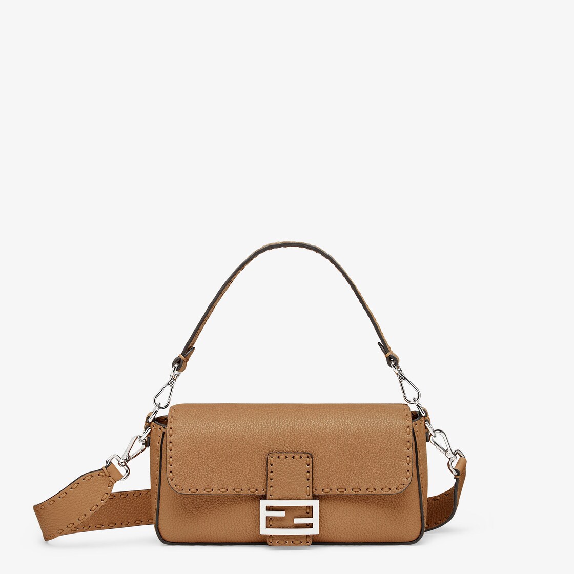 Baguette Cappuccino coloured Selleria bag with 612 hand sewn stitches Fendi