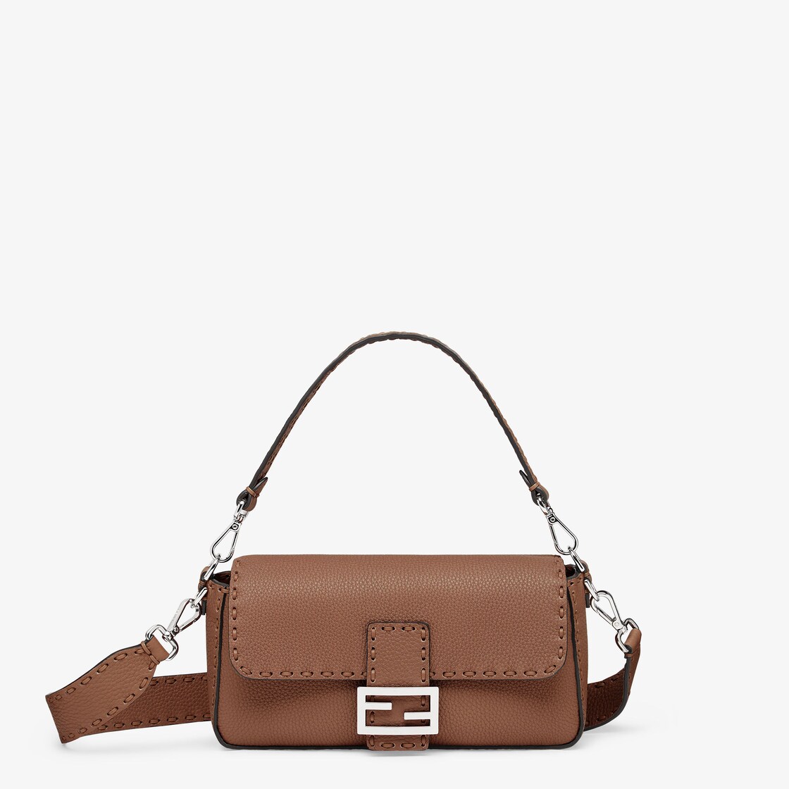 Baguette Brown Selleria bag with 612 hand sewn topstitches Fendi