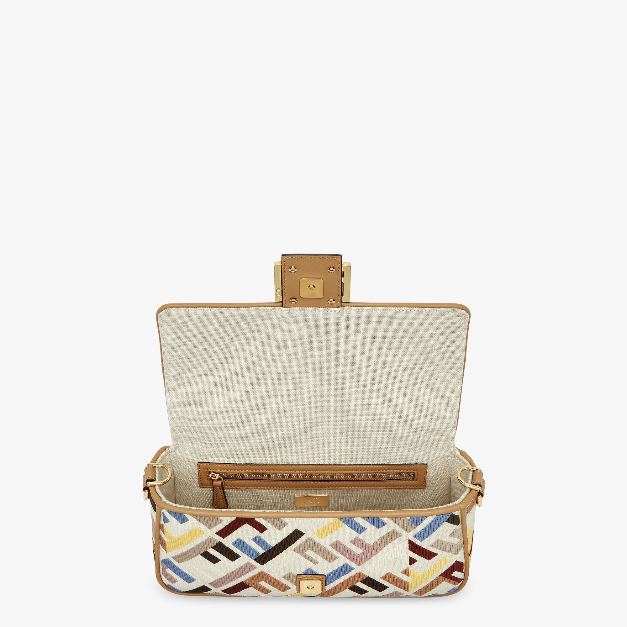 【FENDI】24FW＊バゲット マルチカラーキャンバス バッグ FF刺繍 FENDI】ナノ バゲットチャーム キャンバス FFモチーフ刺繍