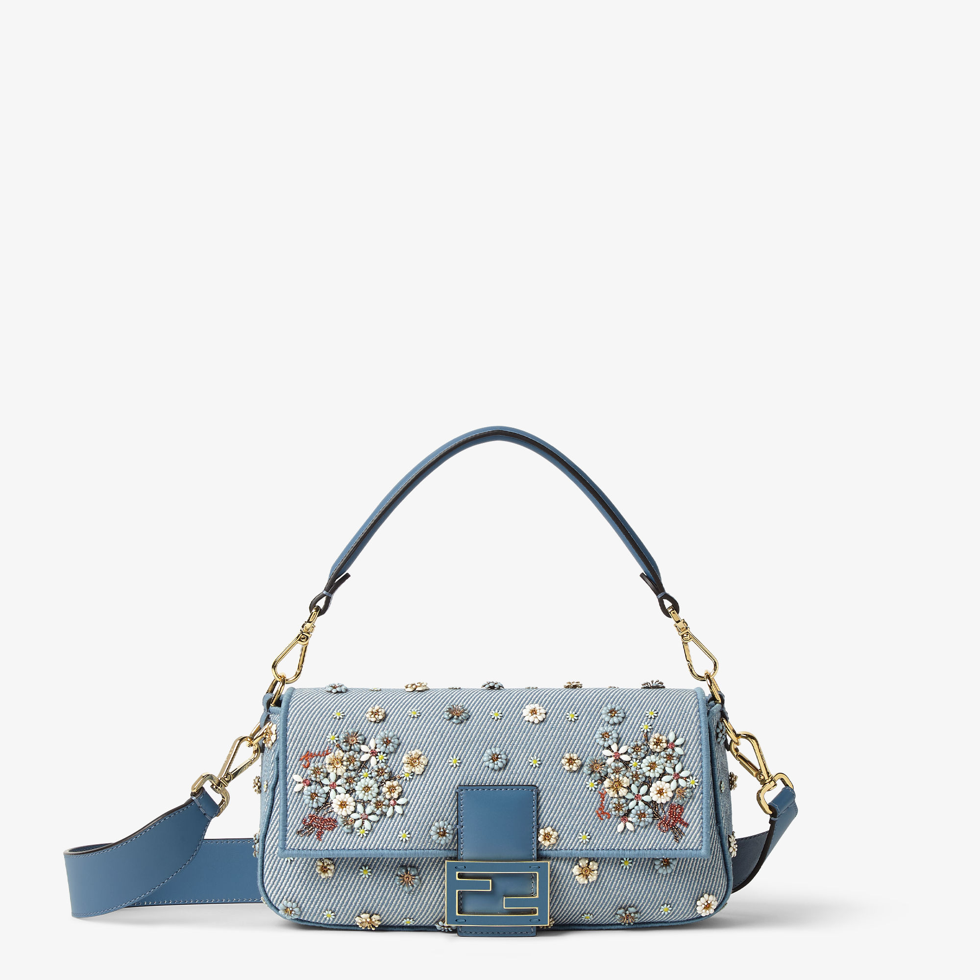 ◆25SS◆関送込【FENDI】Baguette*フラワー*レザー*ミニバッグ Baguette Fabric Blue | Fendi