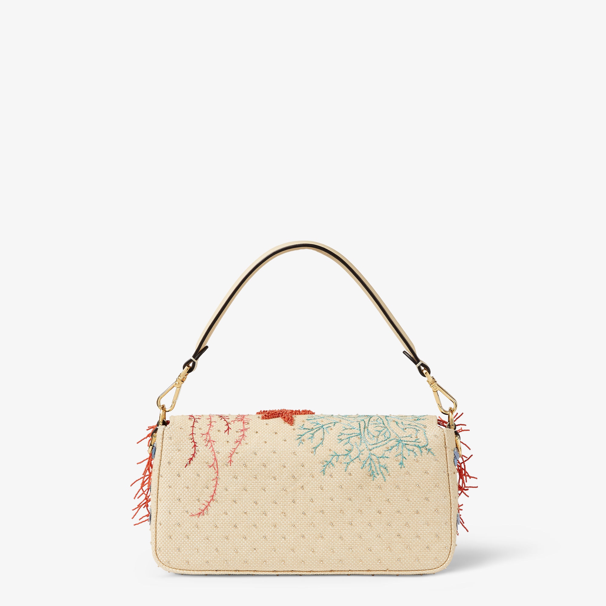 FENDI 25SS BAGUETTE シーガーデン刺繍 バゲットバッグ MEDIUM フェンディ偽物☆BAGUETTE FFモチーフ刺繍 キャンバス バゲット