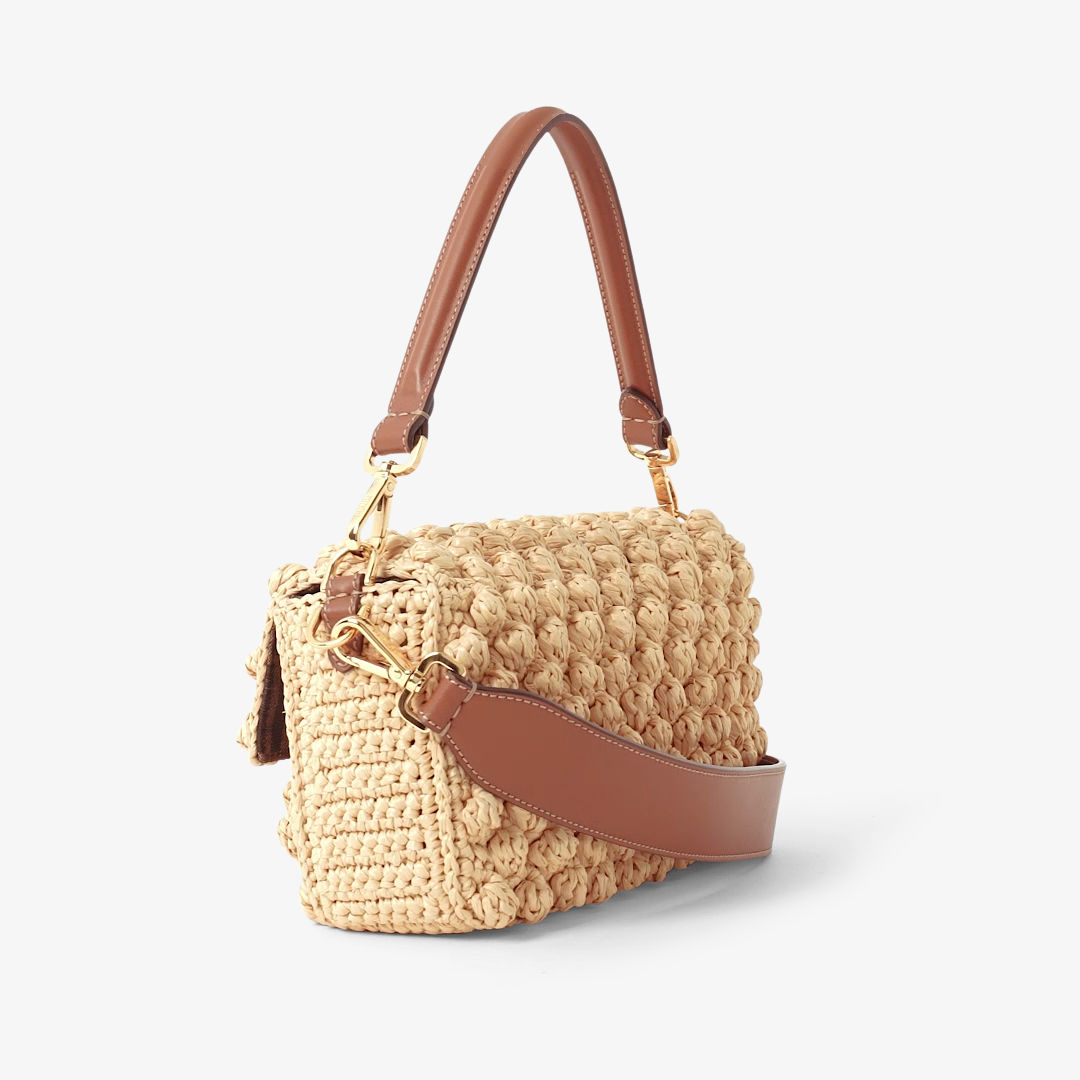 Fendi Baguette® Hazelnut-stitch raffia-effect material bag | Thumbnail 5