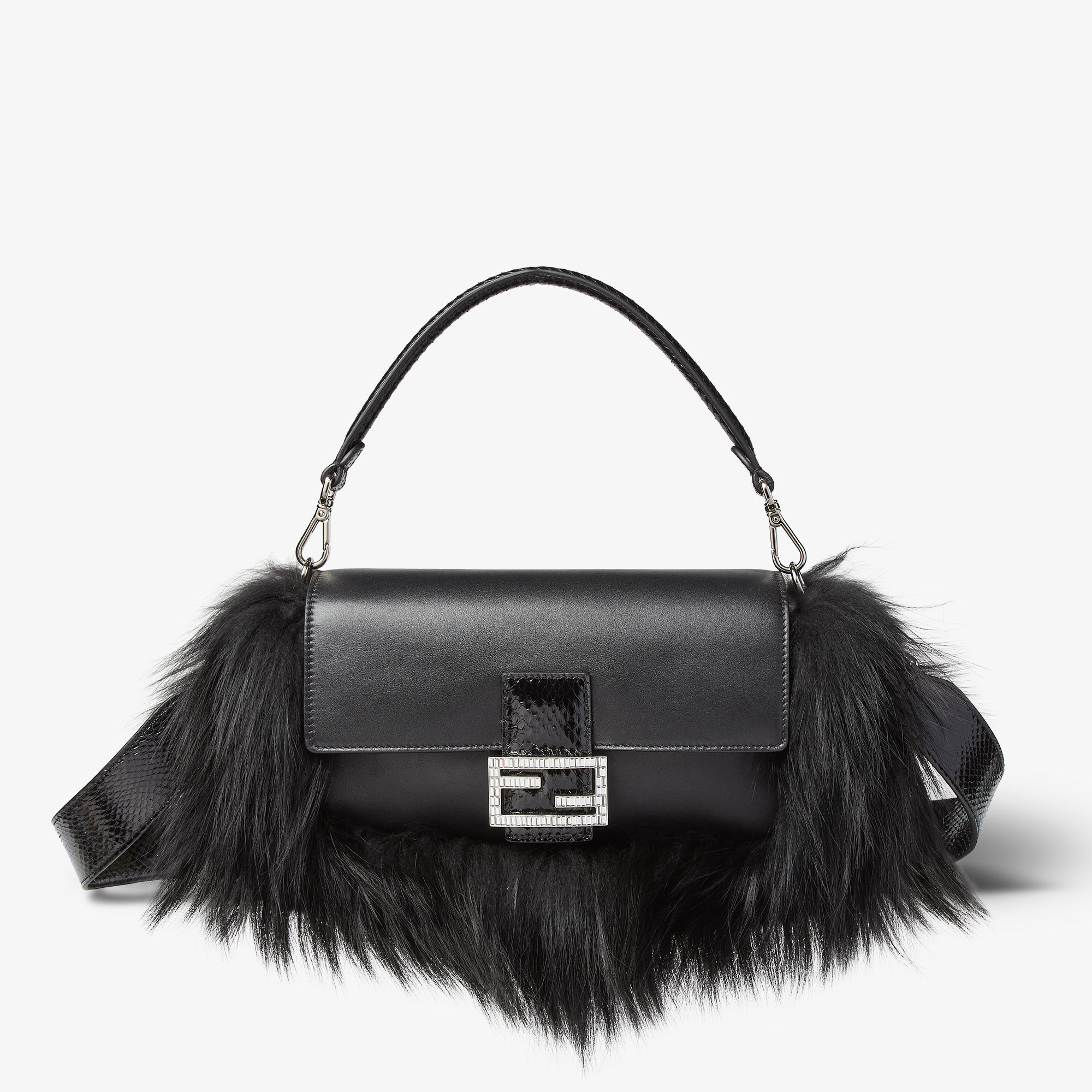 FENDIミンクファーパイソンバッグ Fendi O'Lock Swing Fox Fur Lined Shoulder Ivory Bag | eBay
