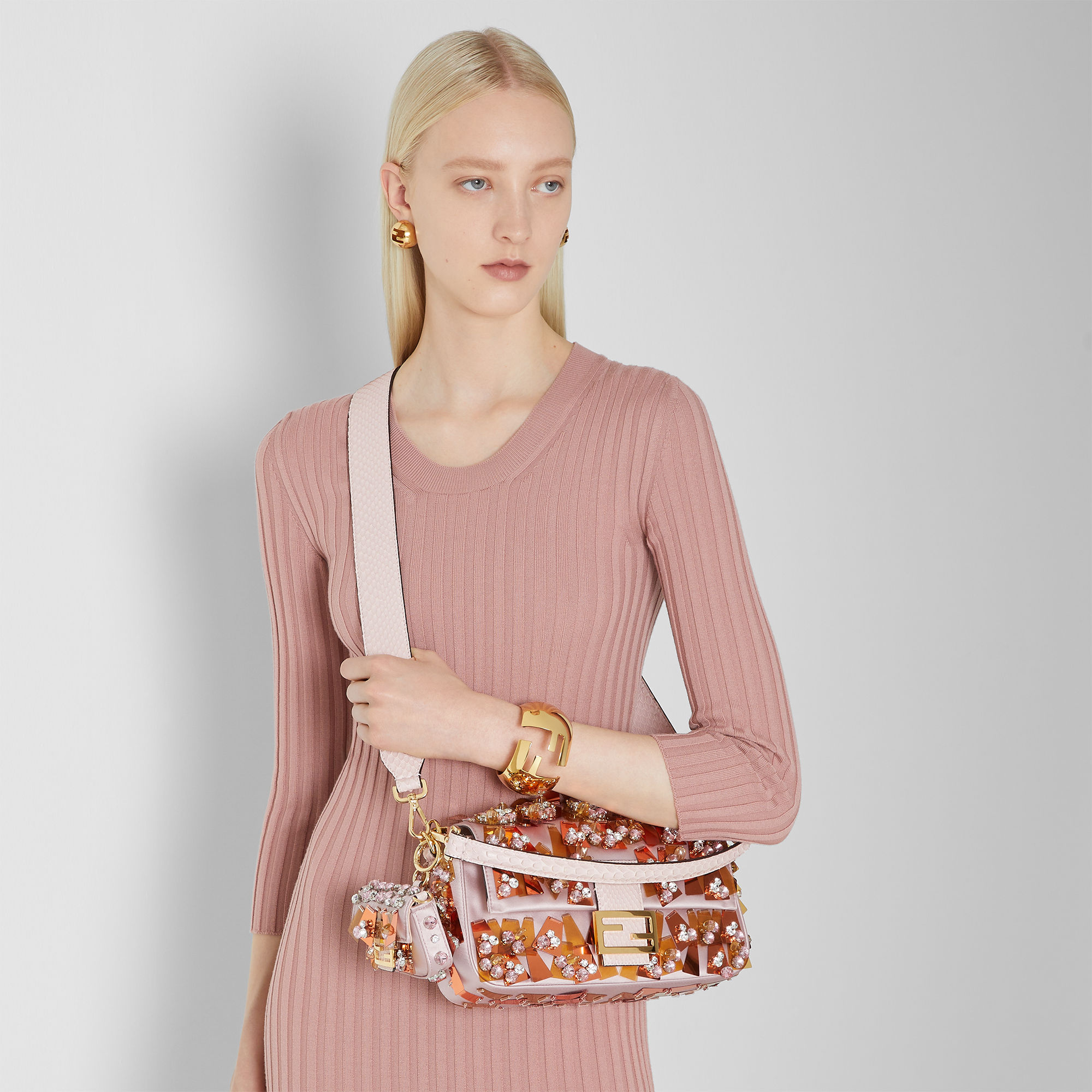 FENDI ストライプ リング XS Fendi Baguette Mini Fendi x Nicki Minaj Silver PVC and