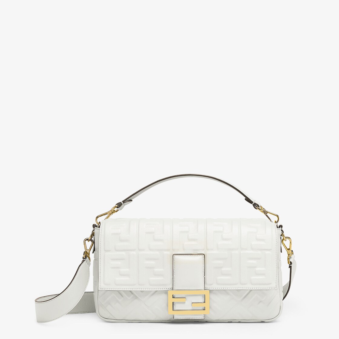 Baguette Large - White leather bag