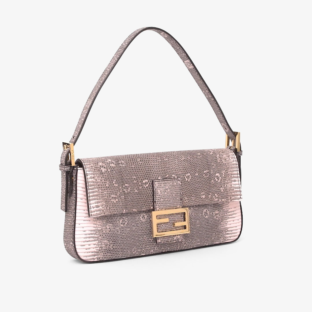 Baguette 1997 - Pink lizard leather Re-Edition bag | Fendi