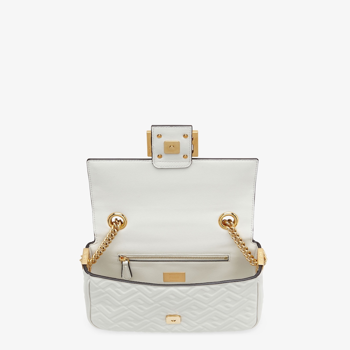 FENDI: Baguette Chain Midi bag in leather with embossed FF