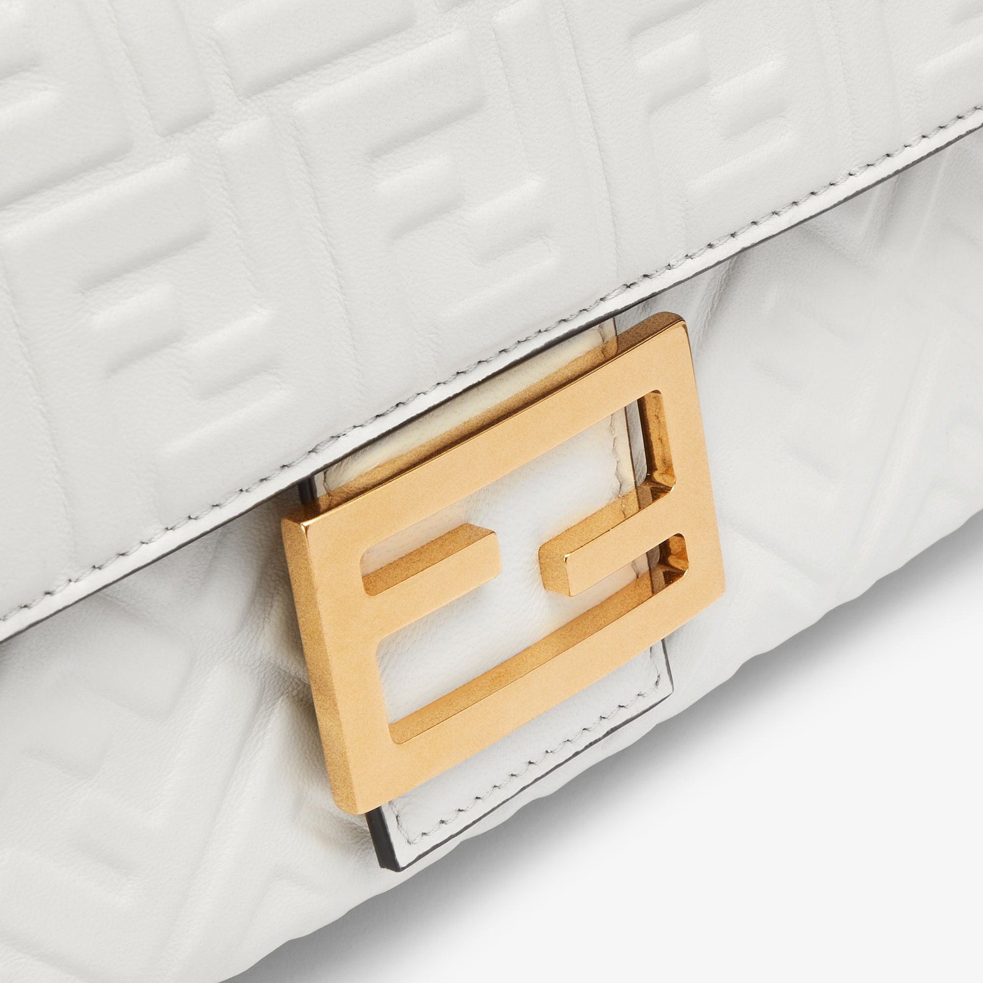 Baguette Chain Midi Tasche aus Nappaleder in WeiB Fendi