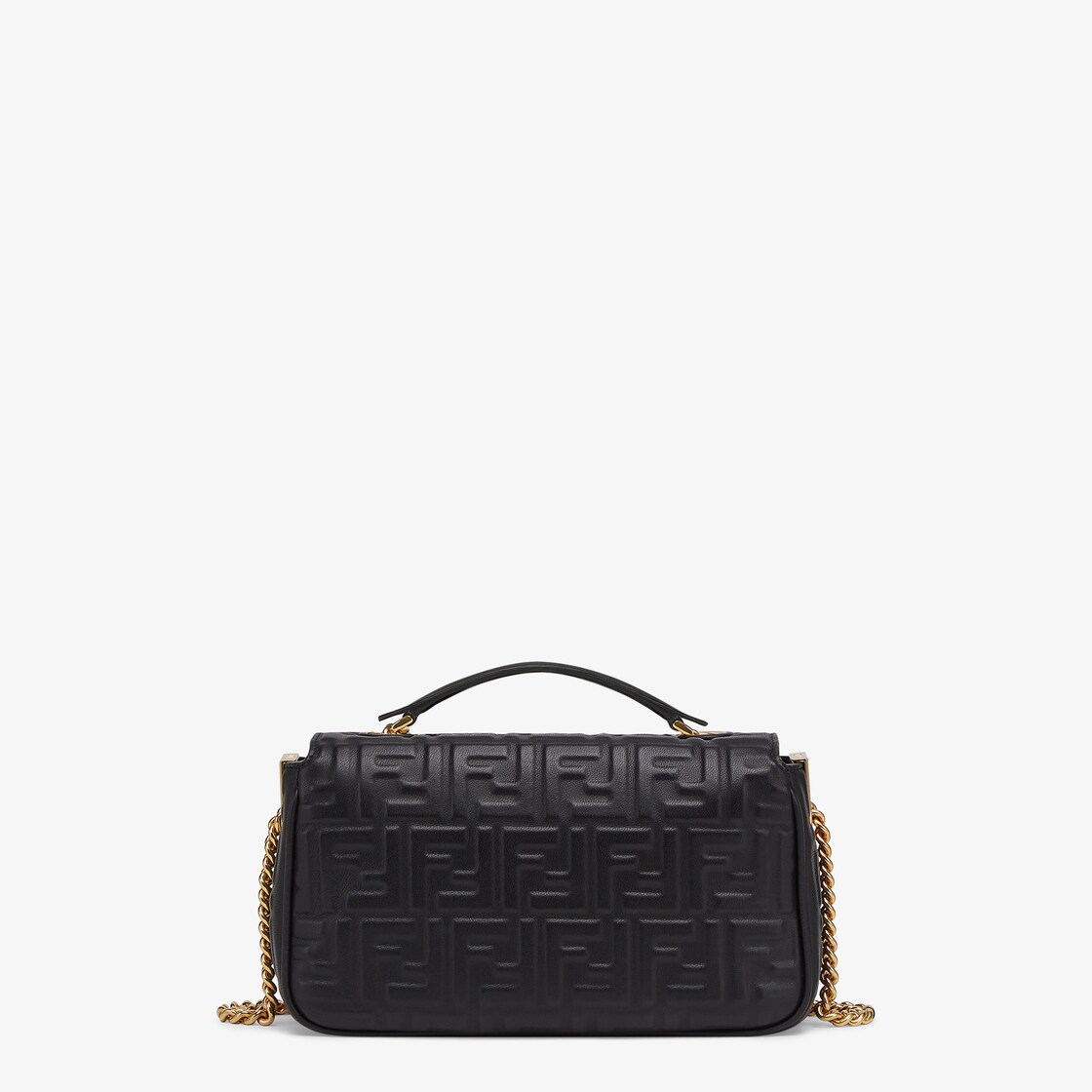 Fendi Baguette Chain midi Nappa Leather Bag, Black