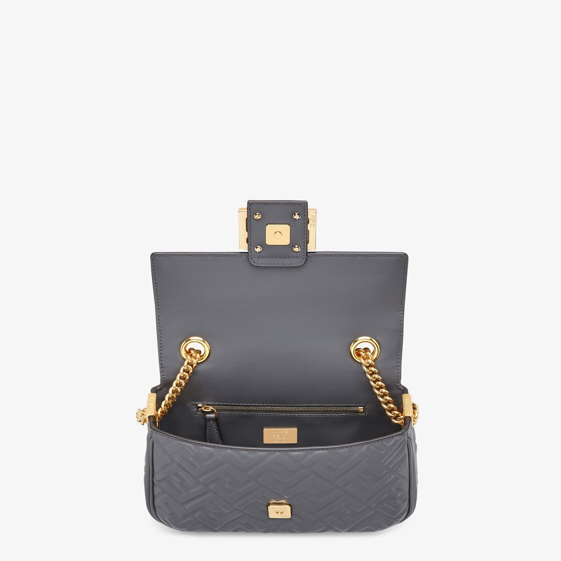 Baguette Chain Midi Dark grey leather bag Fendi