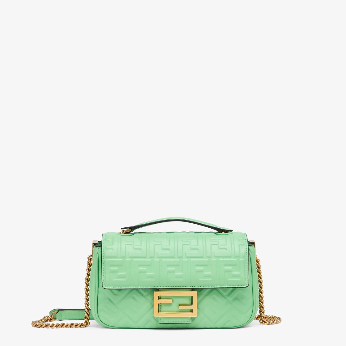 Fendi Baguette Nappa Leather Midi Chain Shoulder Bag