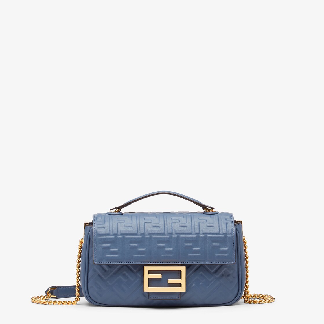 Brand New Fendi Baguette Re-Edition bag in blue denim 8BR793