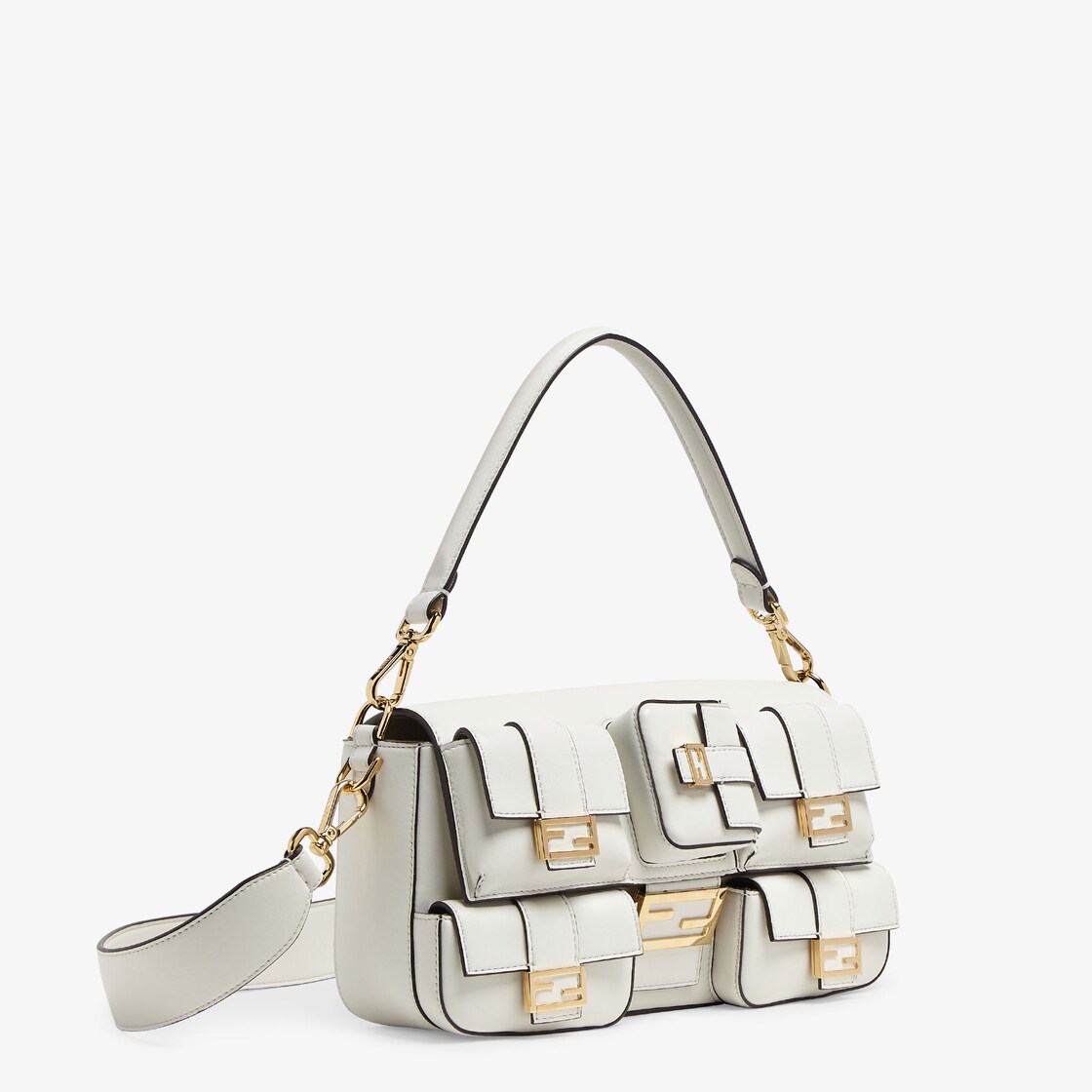 Multipocket Baguette - White leather bag | Fendi