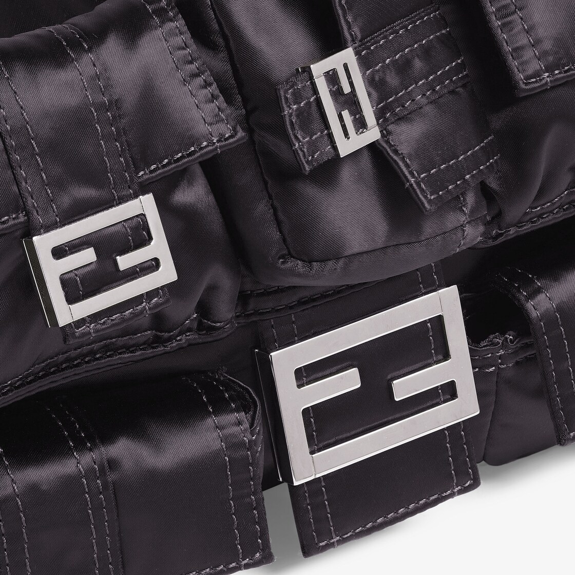 Multipocket Baguette - Black nylon bag | Fendi