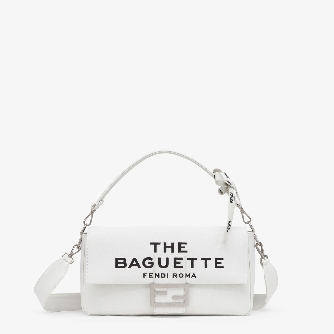 Baguette大号手袋布料白色| Fendi