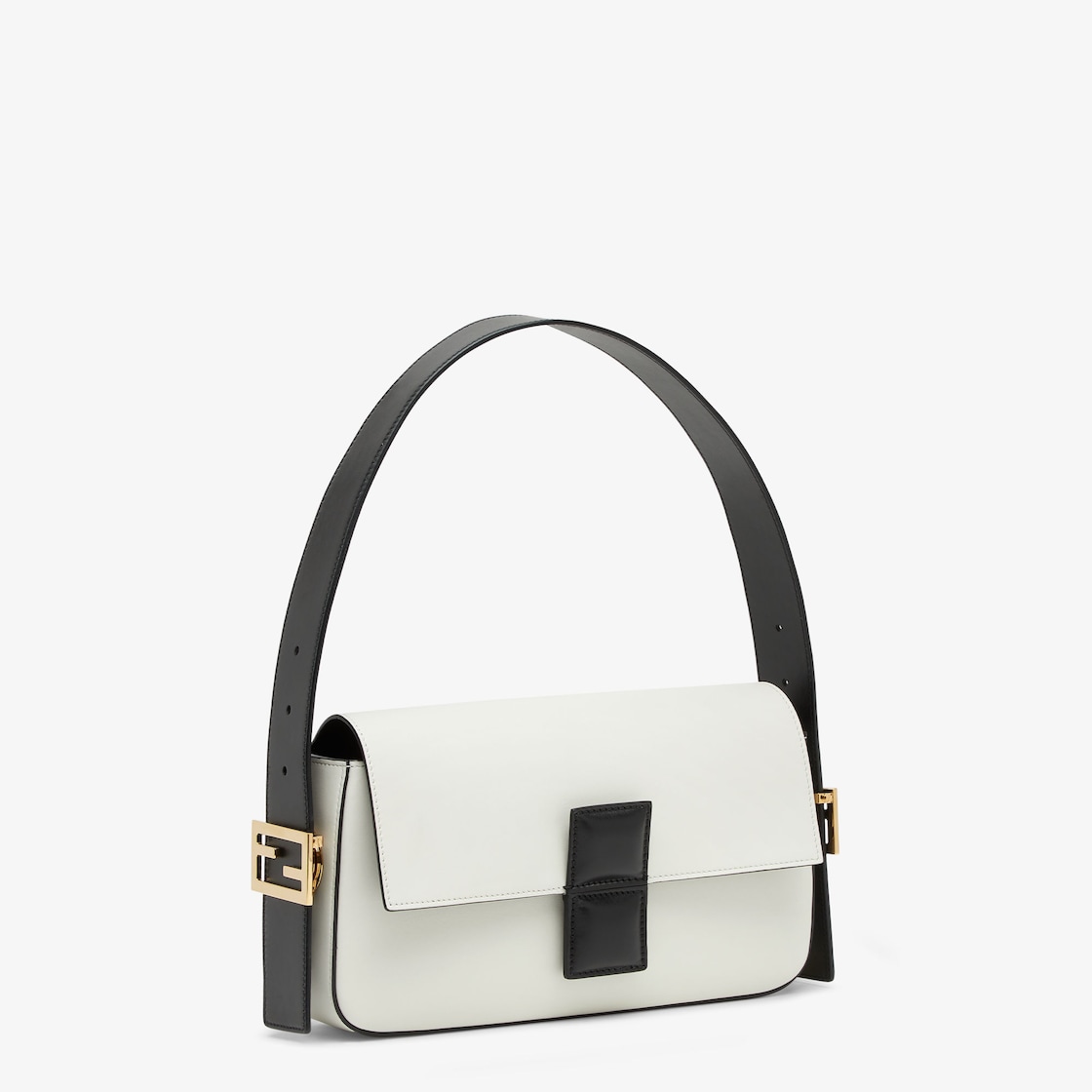 Baguette White and black colour block leather bag Fendi