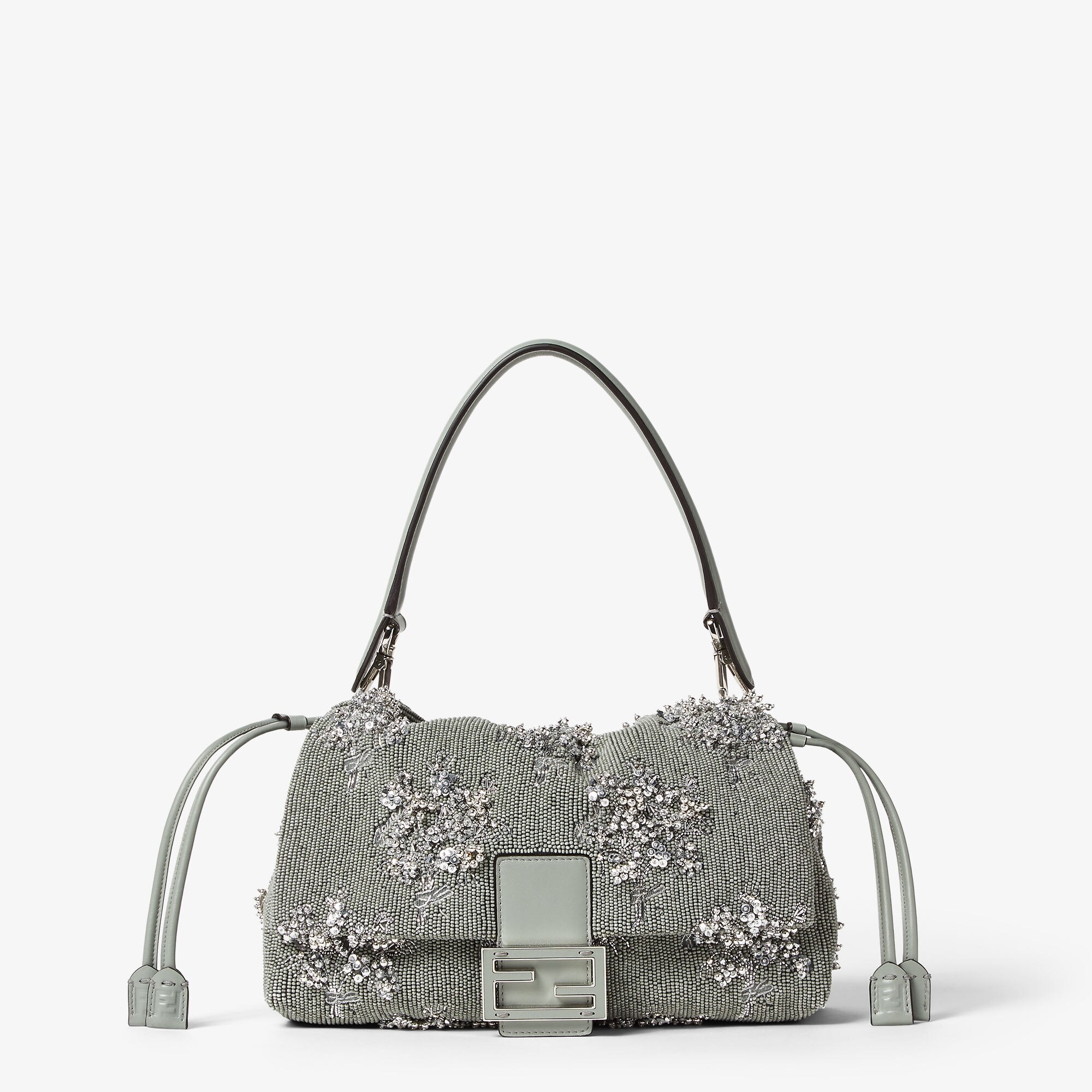 Mamma Baguette Medium Sequins or crystals Green | Fendi