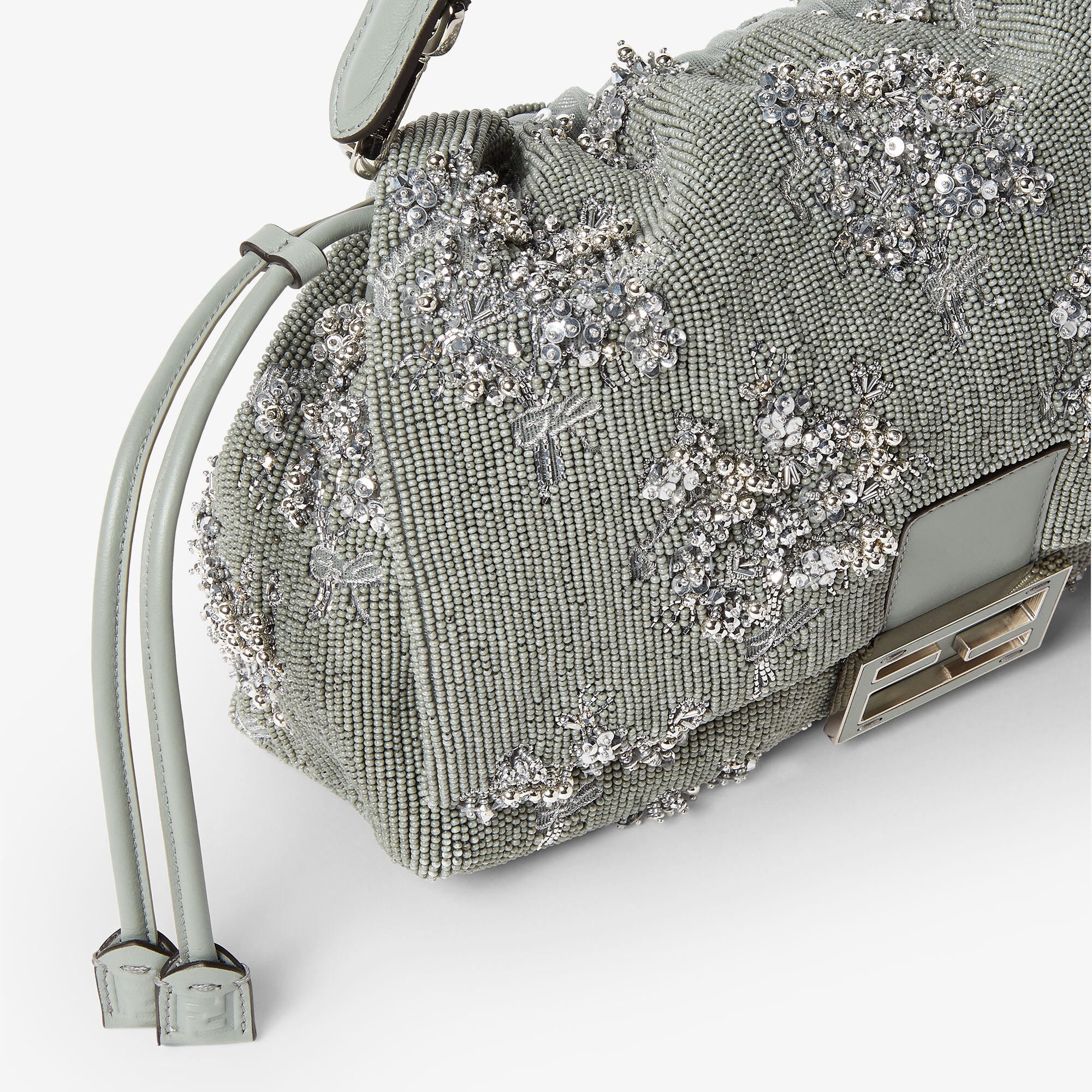 Mamma Baguette Medium Sequins or crystals Green | Fendi