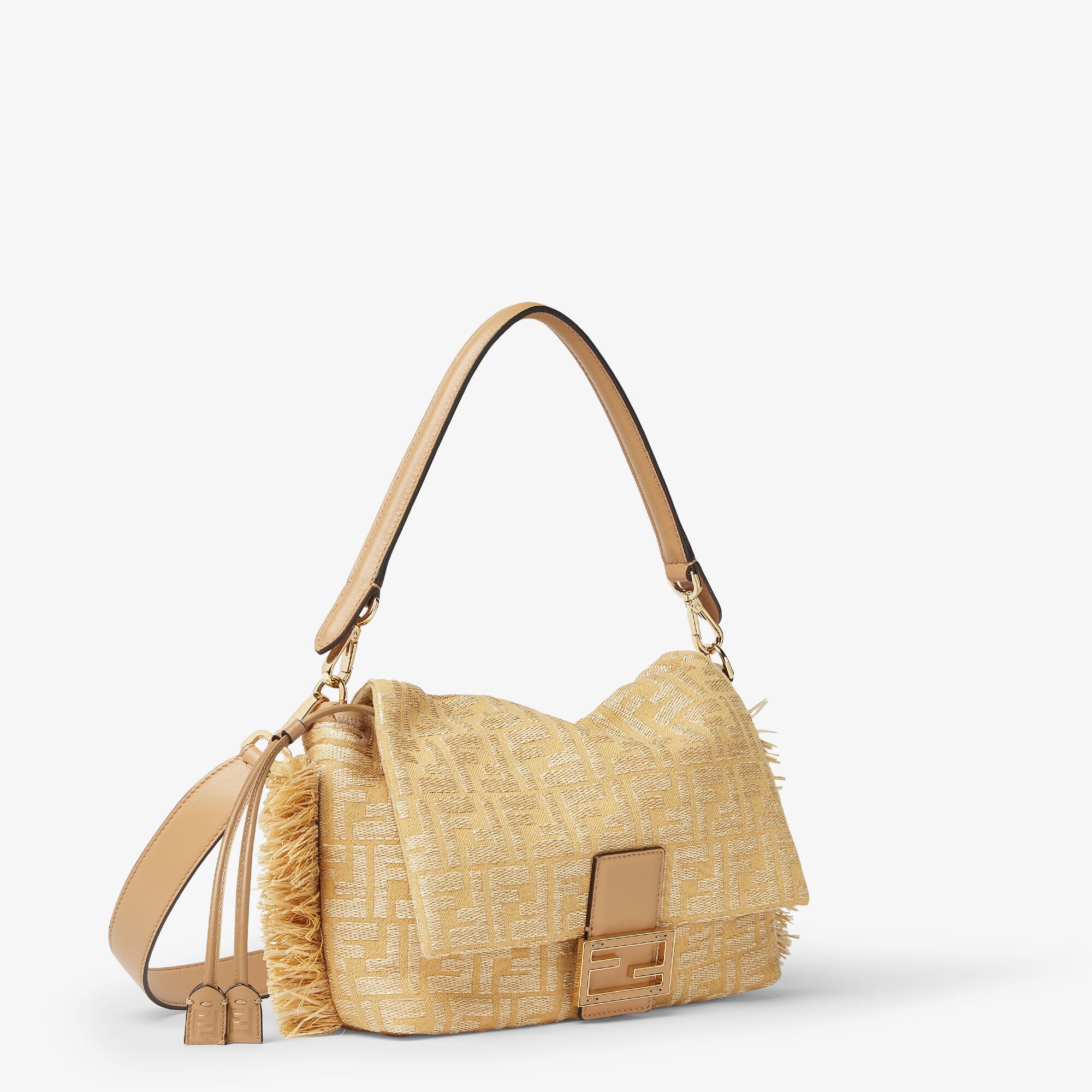 【FENDI】MAMMA BAGUETTE PAGLIA FF/NAPP◆8BR833AV5J Mamma Baguette Medium Fabric Beige | Fendi