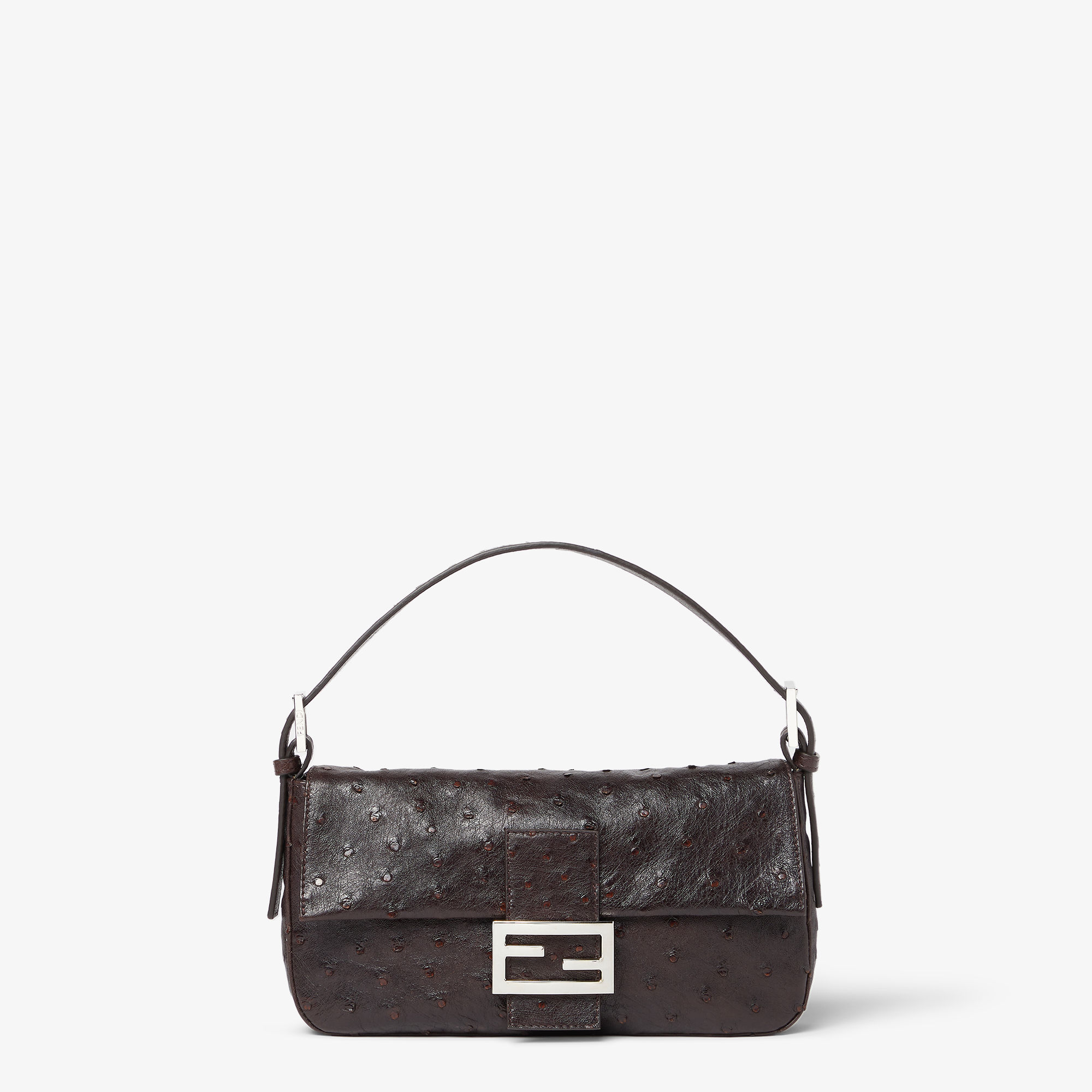Baguette 26424 dark-brown ostrich leather bag