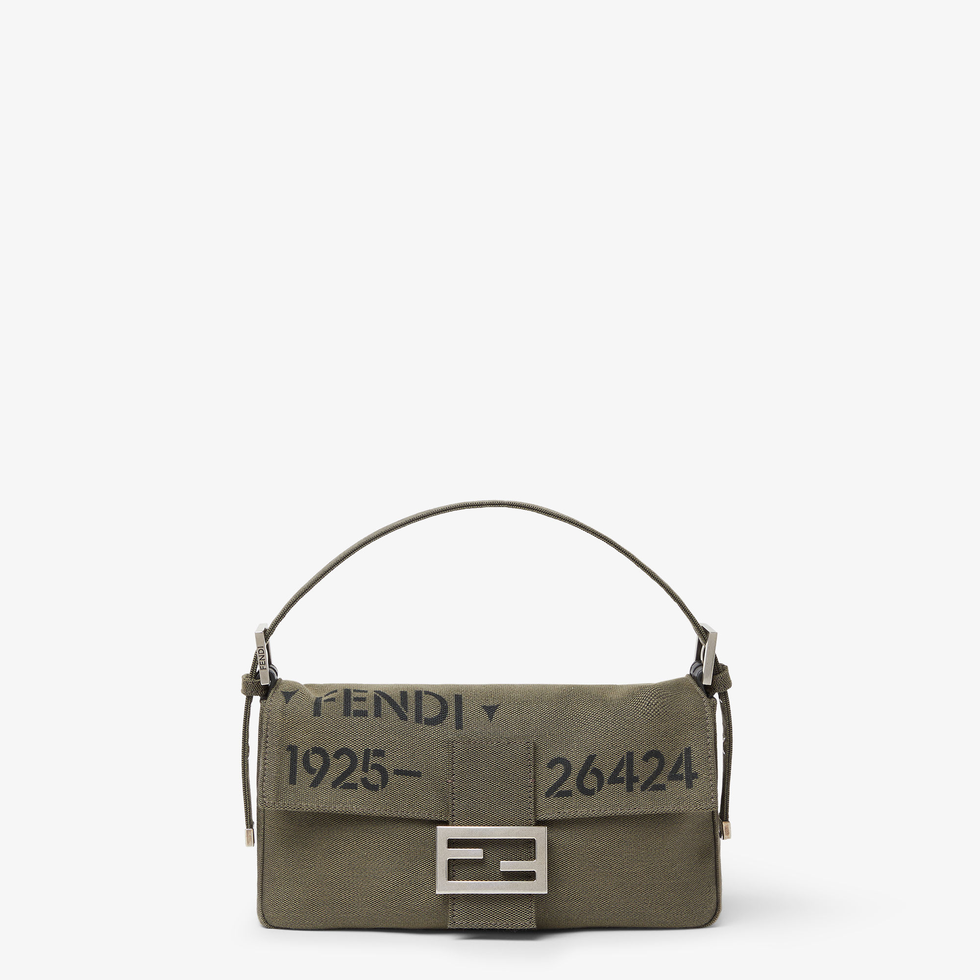 Baguette 26424 Khaki green canvas bag with Stencil print.