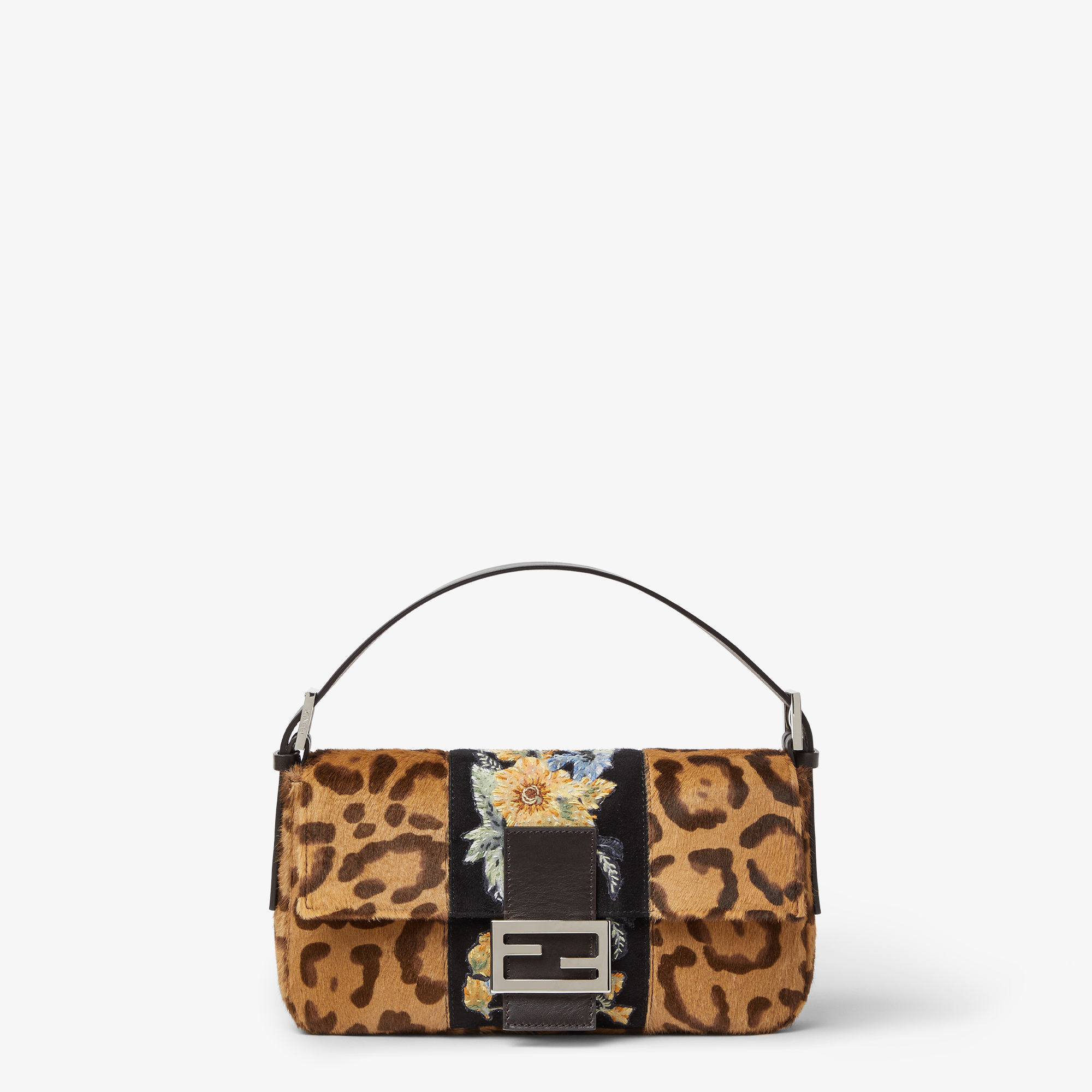 Baguette 26424 Jaguar print cavallino leather bag with embroidery