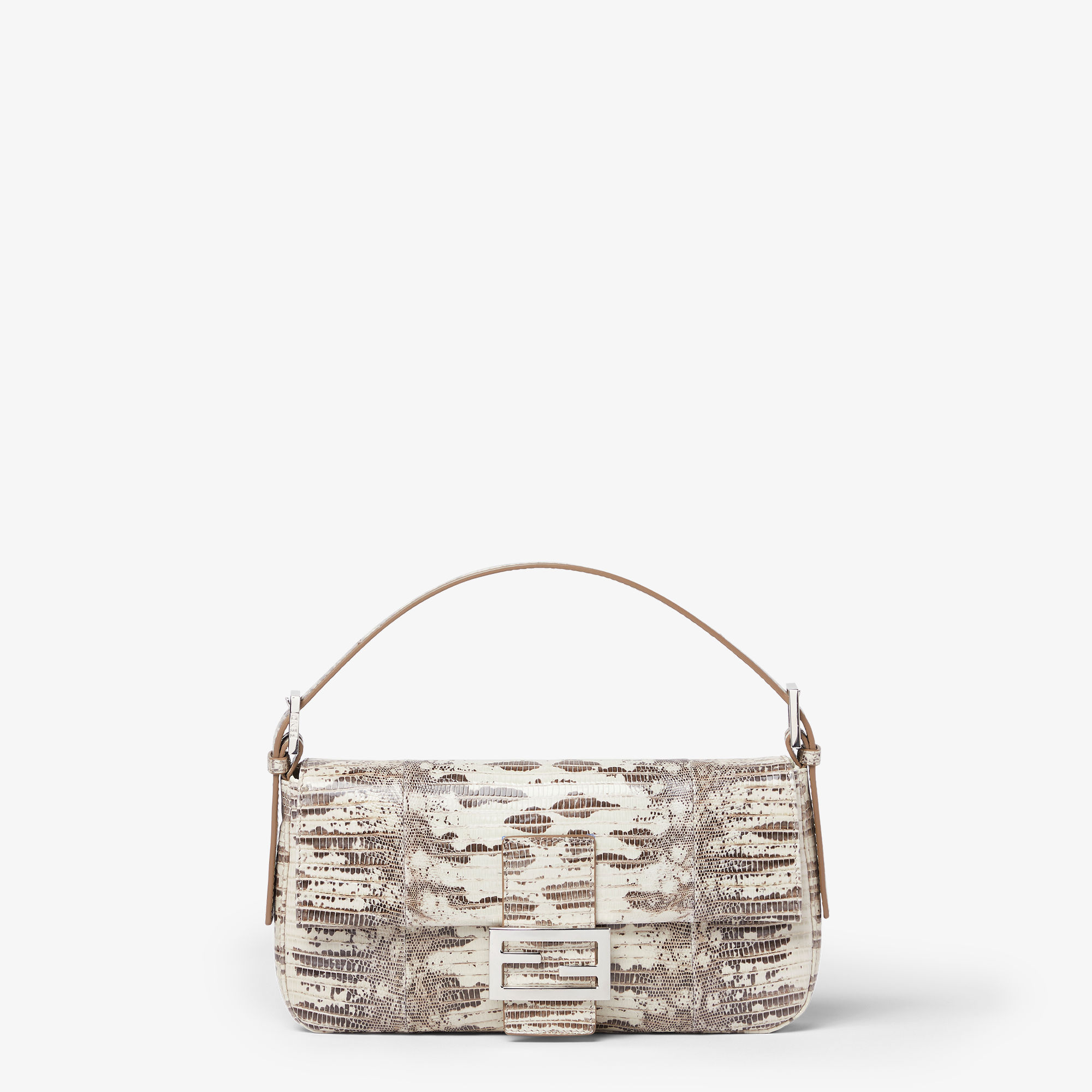 Baguette 26424 parchment-colored lizard leather bag