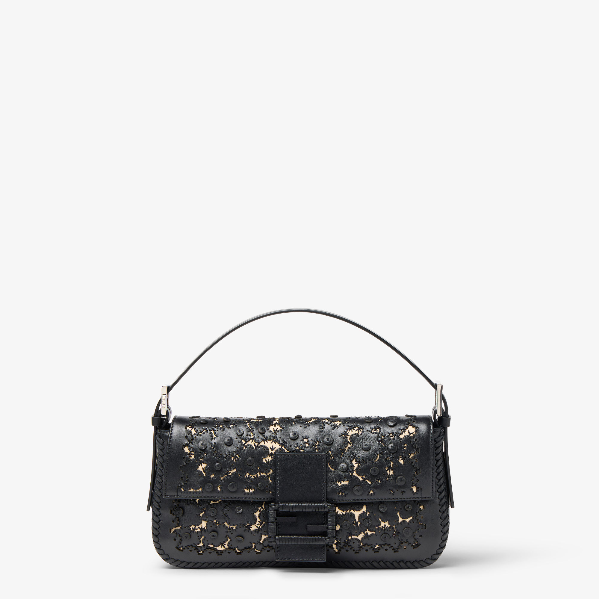 Baguette 26424 black carved leather bag
