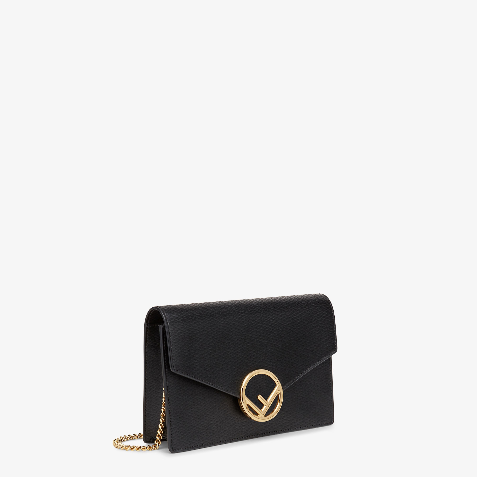 Wallet On Chain - Black leather mini-bag