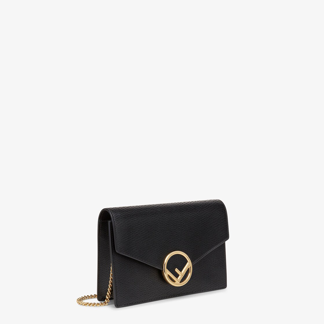 FENDI Wallet on Chain Black Leather Mini Bag