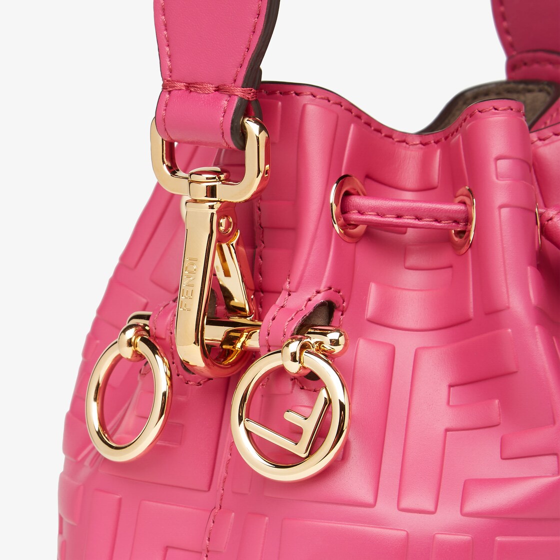 Fendi Mon Tresor Leather Bucket Bag in Pink