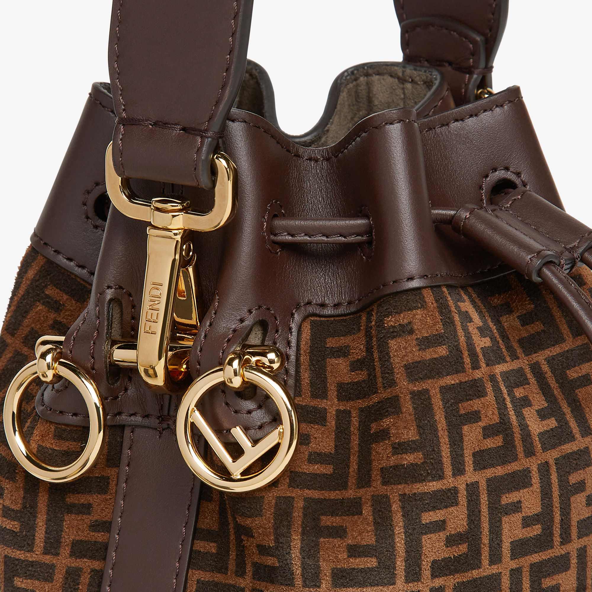 Mon Tresor - Brown leather mini-bag with FF print | Fendi