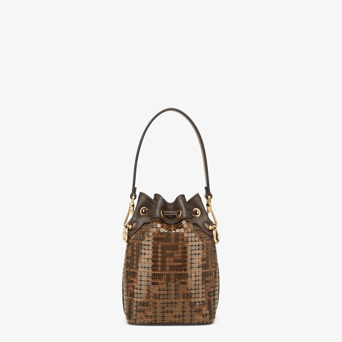 Mon Tresor - Brown FF jacquard fabric mini bag with sequins | Fendi