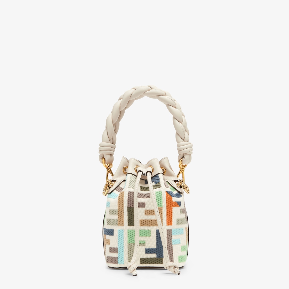 Mon Tresor - Multicolour canvas mini-bag with FF embroidery