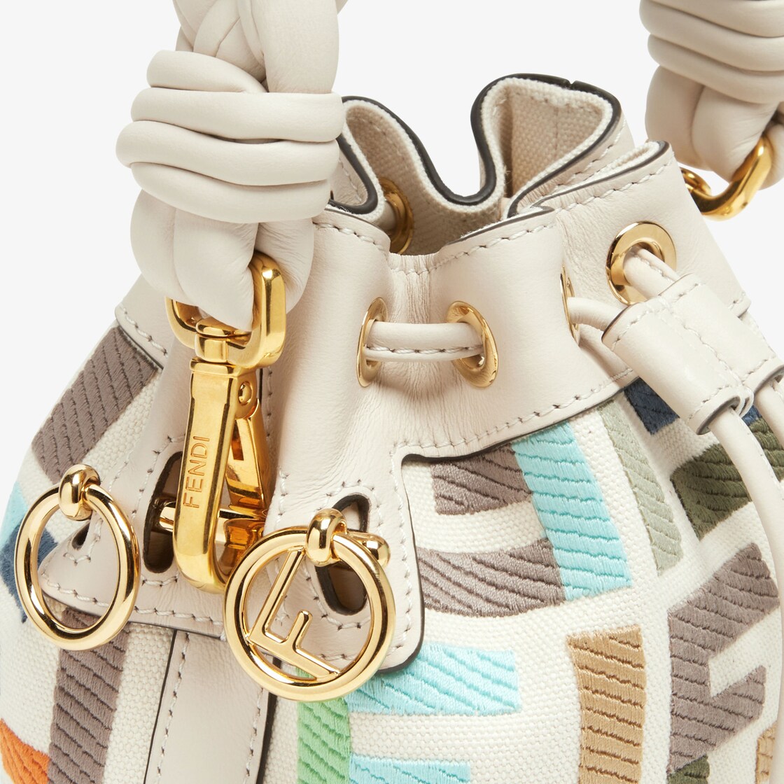 FENDI Canvas Vitello King F is Fendi FF Multicolor Embroidered