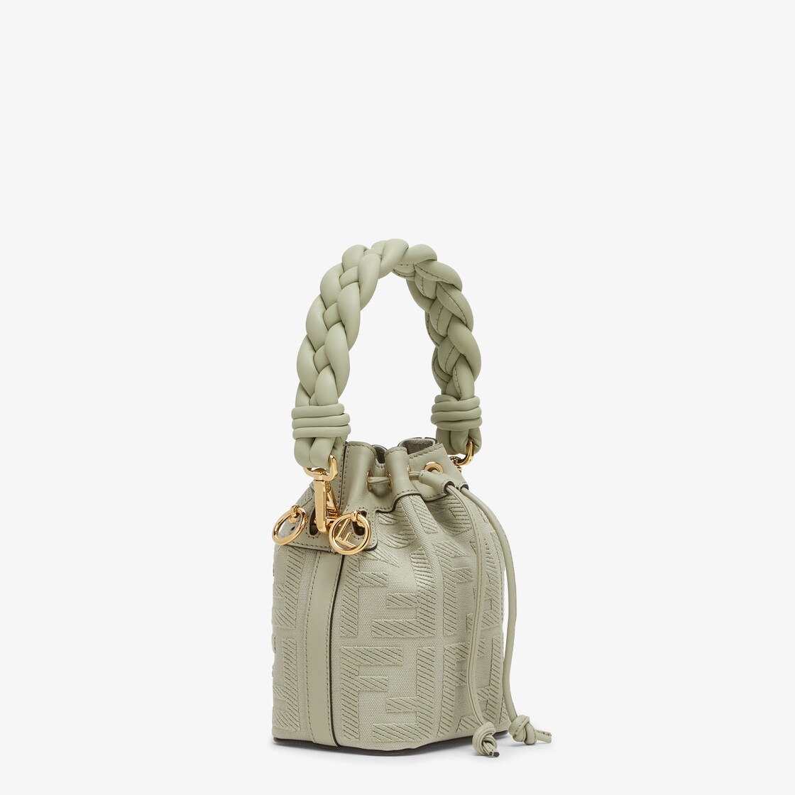 Fendi Mon Tresor Mini Canvas Bucket Bag in Green