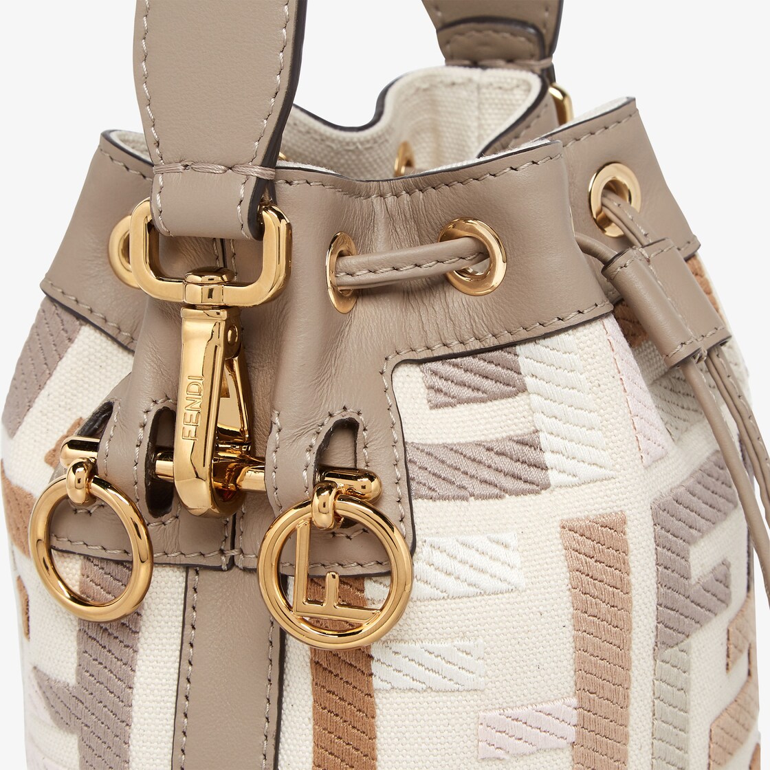 Fendi Mini Mon Tresor Bucket Bag In FF Motif Canvas Multicolor