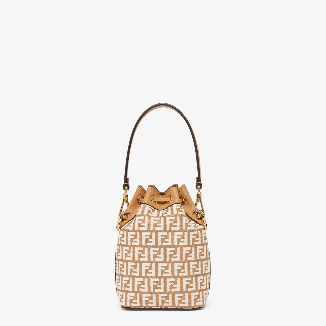 Fendi Mon Tresor Mini FF Tapestry & Leather Bucket Bag