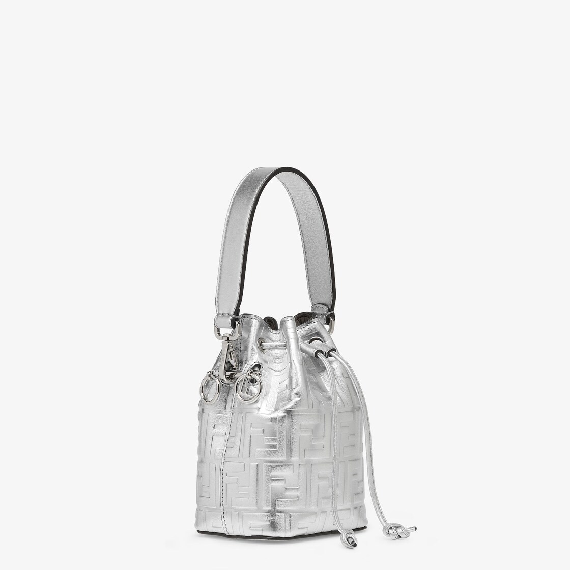 Fendi Mon Tresor Bucket Bag In FF Motif Calf Leather Black