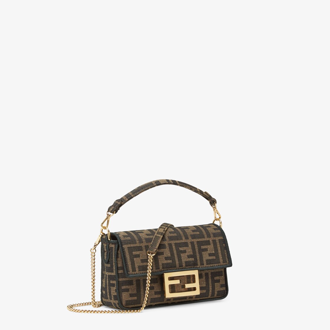 Baguette Mini Brown FF jacquard fabric bag Fendi