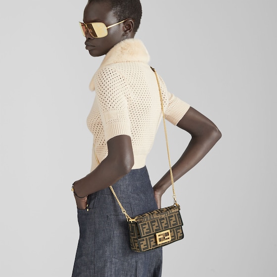 Fendi Iconic small Baguette® bag made of jacquard fabric with | Thumbnail 2