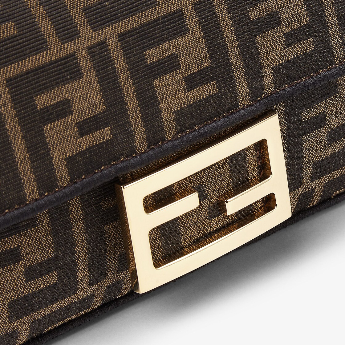 Fendi Baguette Mini Jacquard FF Fabric Bag Brown in Fabric with