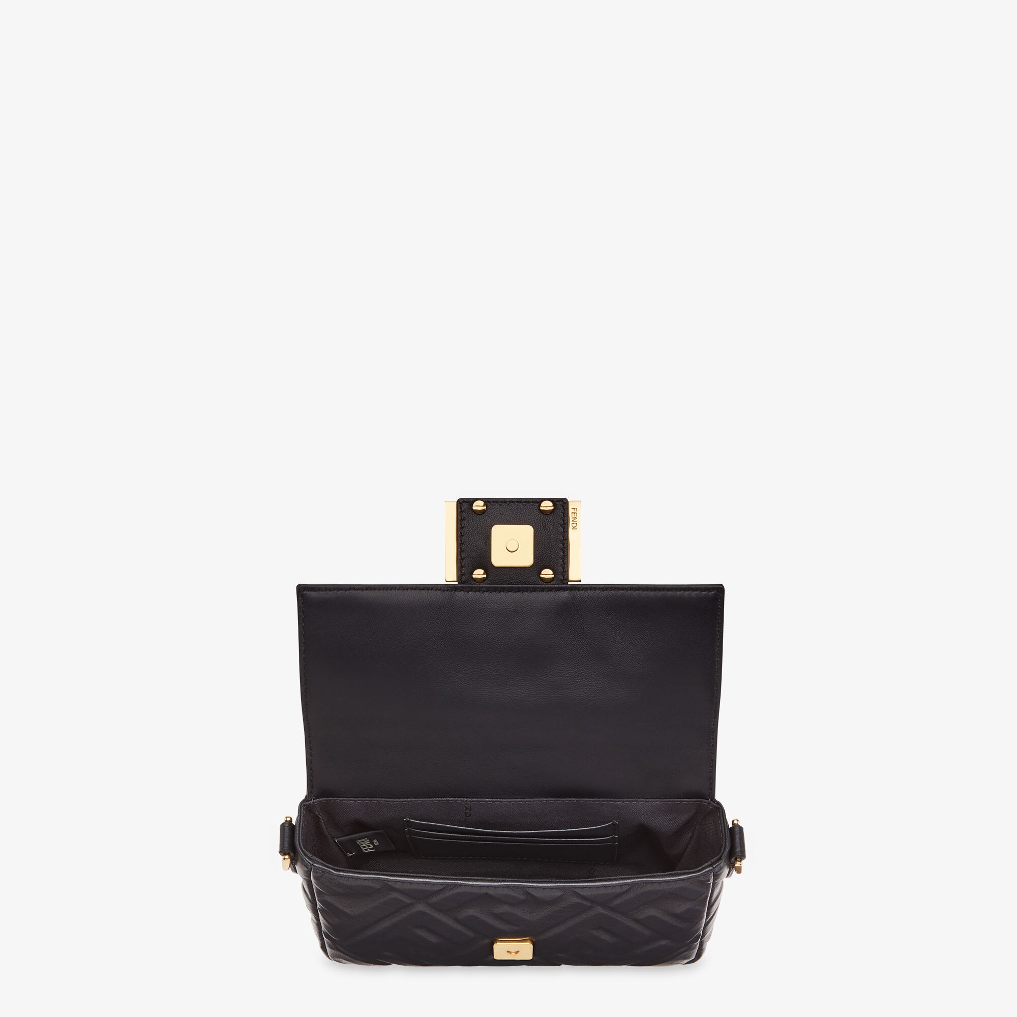 Baguette MiniBlack nappa leather bag with FF motif