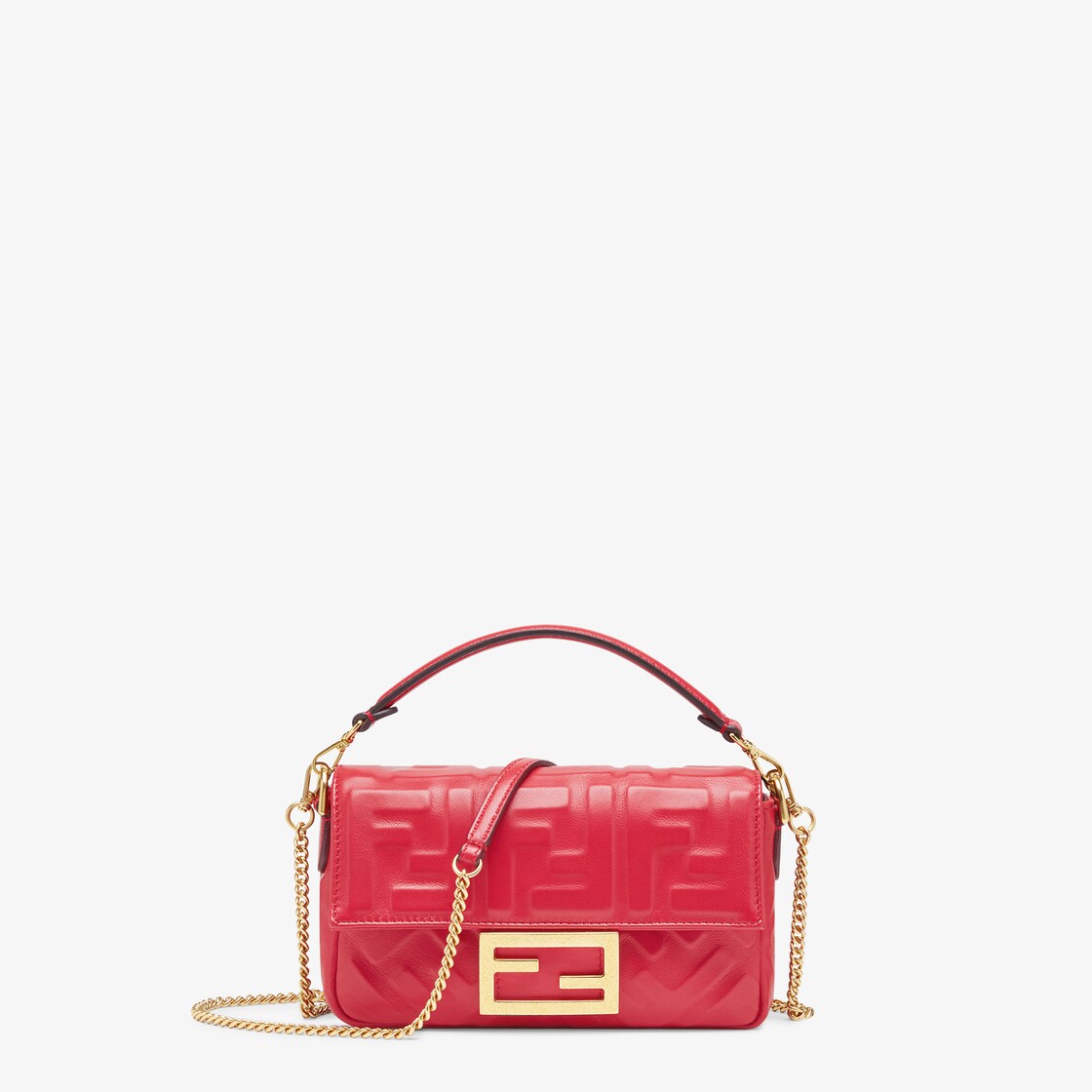 Baguette Mini - Red FF nappa leather bag