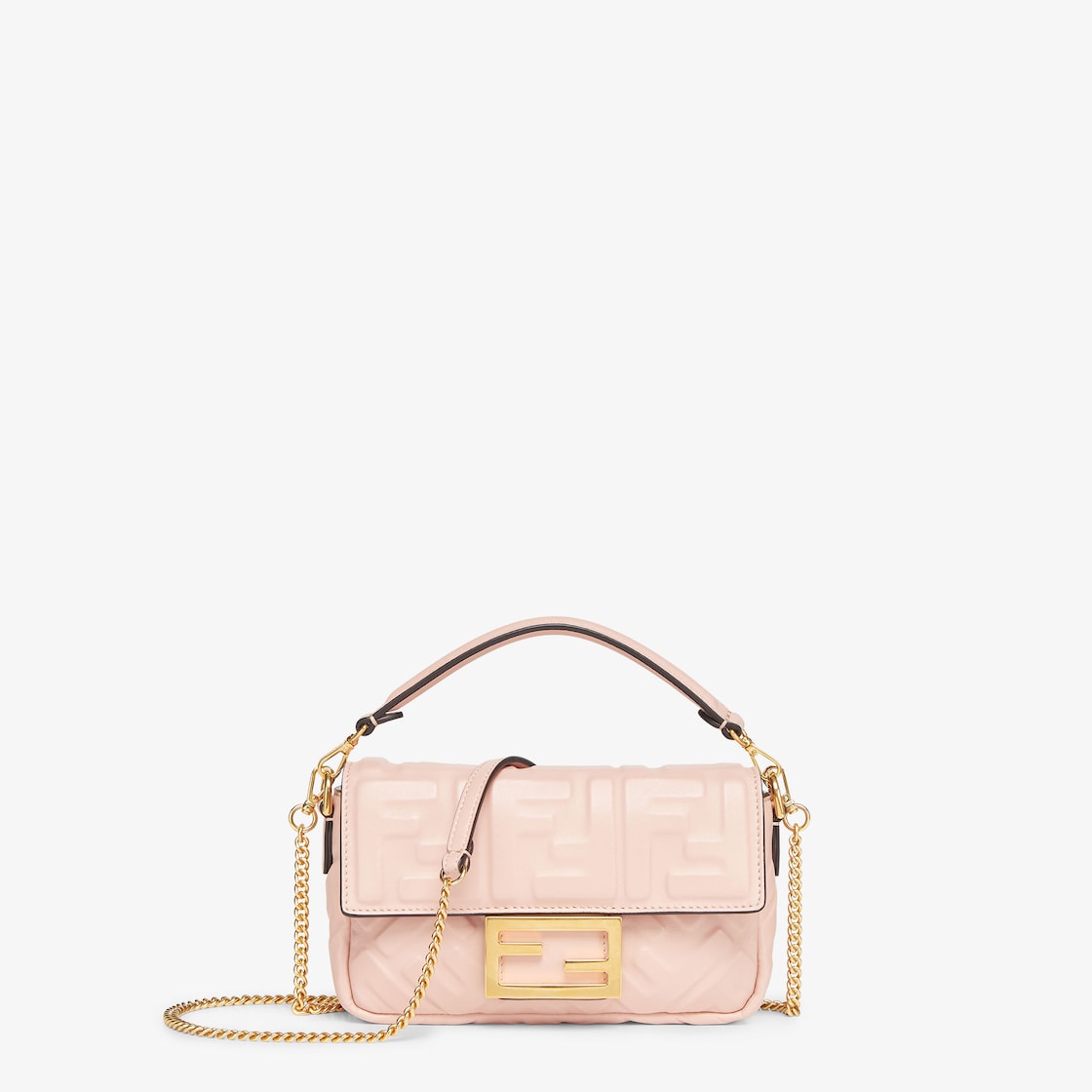 Fendi Leather FF Logo Shopper Bag Blush Pink