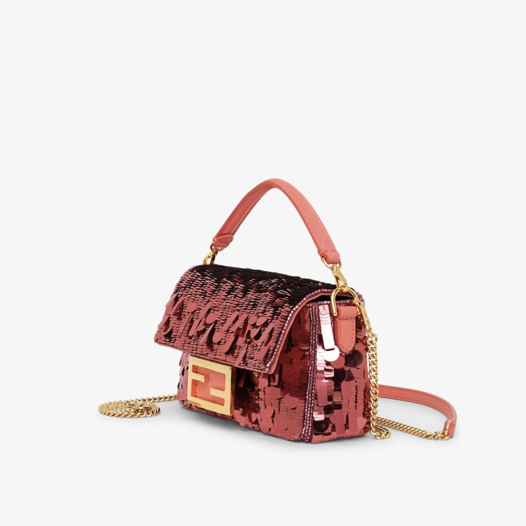Fendi Pink Shimmer Mini Baguette